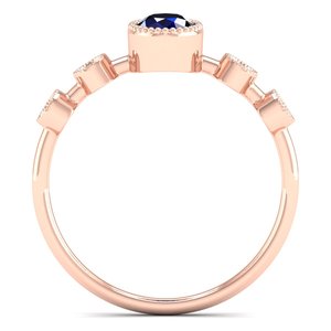 REYES Precio al por mayor 925 Anillos de compromiso de plata esterlina Moissanite para mujer Corte ovalado 0,5 quilates Anillos de piedras preciosas de zafiro azul - Product Image 4