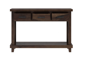 Table console à deux niveaux en noyer couleur café avec 3 tiroirs Table d'appoint pour canapé de salon ou d'hôtel - Product Image 4