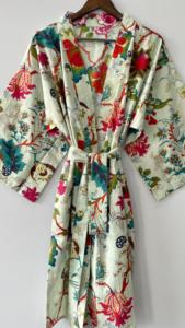 Kimono indien fait à la main en coton léger Peignoir à imprimé floral Boho Doux Confortable ODM Fourniture Thermique Tissé Dressing - Product Image 6