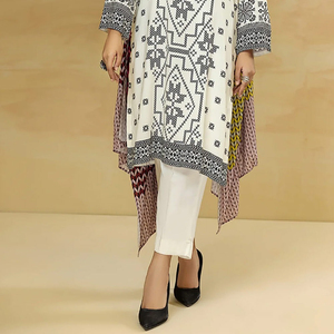 Women Cotton <b>Silk</b> Long <b>Kurta</b> Shalwar Kameez Suit Printed Bottom Quick Dry Lightweight Dupatta for Casual Comfortable Daily - Product Image 3