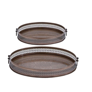 Nouveau plateau traditionnel décoratif en métal marron de haute qualité pour la maison, l'hôtel, le Restaurant, le Bar, ustensiles de cuisine, décoration de table, offre spéciale 2023 - Product Image 1