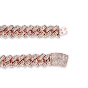 Hip Hop Bling Iced Out Cuban Link Chain <b>Necklace</b> Set In S925 Sterling Silver Full Moissanite Diamond - Product Image 3