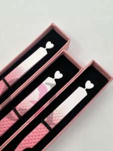 Pinzas de extensión de pestañas de acero inoxidable con punta dorada, diseño recortado de corazón, doble capa de polvo de 90 grados, herramientas de belleza - Product Image 3