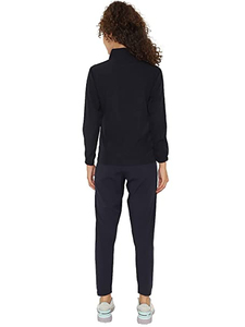 Ensemble de jogging court en velours coupe ajustée en coton écologique pour femmes Veste contour en polaire 2 pièces et survêtements en velours pour l'hiver - Product Image 6