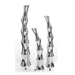 Round Shape Set 2 Silver Metal Flower Urn Vases Modern Design Powder Coated Finish Customizable Floor Centerpiece for Home <b>Decor</b> - Product Image 5