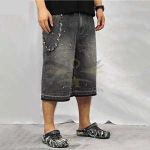 Offre Spéciale coton fait léger strass Shorts respirant coupe ample meilleure vente strass Shorts - Product Image 4