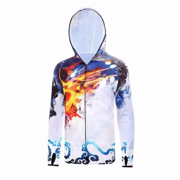 Sun Protection Moisture Polyester Fishing wear Men's Long Sleeve Mesh Vented UV Fishing Shirts Training wear men clothing