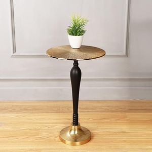 Metal <b>Round</b> Shaped Metal <b>Table</b> With Wood Top <b>Tables</b> Accent <b>Side</b> <b>Table</b> for Living Room and Home Furniture High Quality - Product Image 4