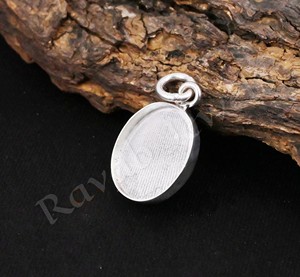 Pendentif en argent sterling véritable 925 12x16mm, ovale et vierge, pour les cendres et la résine. - Product Image 2