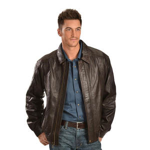 Veste de motard en cuir de vache authentique pour homme Veste de motard marron vintage avec col montant Veste noire et marron pour homme - Product Image 1