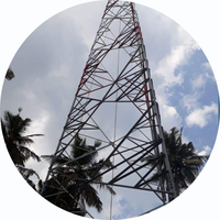 Tour de communication à 3 pieds galvanisée à chaud pour antenne panneau cellulaire MIMO/GSM avec 2 connecteurs N femelles et bornes N femelles