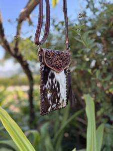 Bolso de Cuero con Flecos Tallados a Mano, de Piel de Vaca Auténtica, en Oferta, Bolso para Teléfono, Bolso de Mano Pequeño, Bolso de Diseñador - Product Image 3