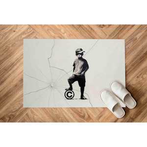 Tapis Banksy : Motif Ball and Boy, Tapis imprimé lavable en machine, avec poils doux - Product Image 1