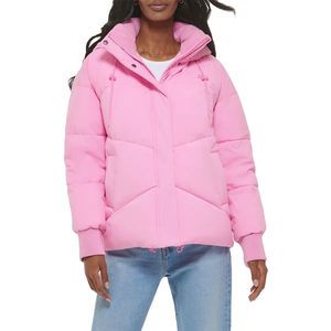 Chaqueta acolchada de calidad superior para mujer 100% algodón relleno forro de poliéster transpirable cálido estampado de logotipo personalizado - Product Image 1