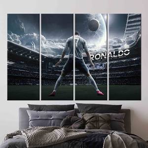 Impresión Artística en Lienzo Inspirada en Cristiano Ronaldo para Decoración de Cuarto de Hombre, 4P: Enmarcado en Lienzo - Product Image 1