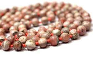 Comprar hecho a mano artista indio bohemio 6 mm Rosa Rodocrosita 108 anudado Mala cuentas de oración 108 collar de cuentas para regalos fiestas - Product Image 3
