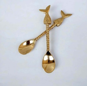 Designer Brass Long Handle Embossed Golden Dessert & Tea <b>Spoons</b> for Home Hotel Wedding Use-Dishwasher Safe - Product Image 3