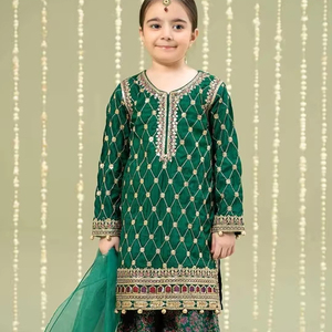 Elegante Vestido Formal Pakistaní para Niña con Camisa Lehenga Choli en Acrílico de Alta Calidad para Fiestas de Eid, Mehndi y Cumpleaños - Product Image 1
