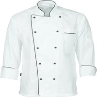 Wanita dan pria Fashion warna hitam putih seragam restoran lengan pendek koki mantel jaket dibuat di India
