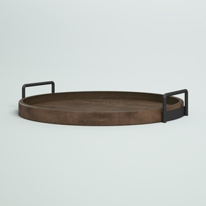Handmade Wooden <b>Tray</b> in <b>Warm</b> Brown Color with Stylish Rectangular Shape and Convenient Handles Perfect for Serving Guests - Product Image 2