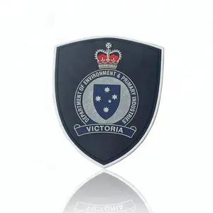 Uniform Clothing Patches Factory Custom Embossed Logo Soft PVC Rubber Badges with Adhesive Hook and Loop