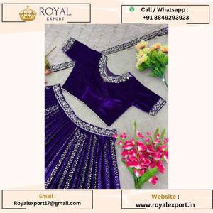 Nouvelle couleur violette Viscose velours broderie séquence travail mariage Collection Lehenga Choli avec Dupatta surat - Product Image 5