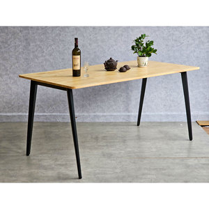 Mesa de Comedor Rectangular de 160x80cm de Madera de Caucho con Patas de Hierro, Requiere Ensamblaje, Material de Placa de Roca, Muebles para Sala de Estar-BA68170 - Product Image 3