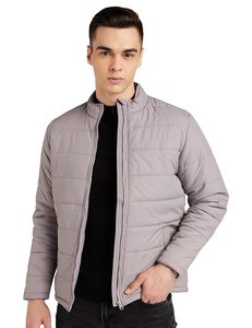 wholesale custom logo design OEM collar zipper puffer <b>jackets</b> <b>grey</b> colour men streetwear <b>jackets</b> - Product Image 6