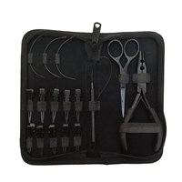 Kit d'outils d'extension de cheveux en gros noir mat Kit de pinces en acier inoxydable Salon bricolage Extensions de cheveux Durable élégant