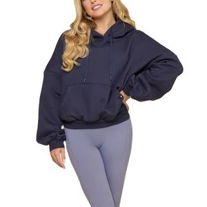 Sudadera con capucha de lana holgada de gran tamaño para mujer, 100% algodón pesado (400g), ropa de calle informal transpirable, sudadera de invierno - Product Image 1