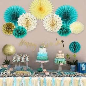 Paper Honeycomb Fan Decorations <b>Tissue</b> Pom Poms Boho Pastel Party <b>Wedding</b> Backdrop For Event Planners - Product Image 1