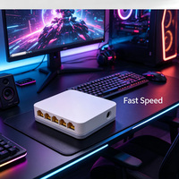 Switch Ethernet Cepat 5 Port 10/100M Plug & Play Dapat Ditumpuk Kapasitas 1Gbps Mini Desktop untuk Penggunaan Dalam Ruangan SOHO Kantor Rumah
