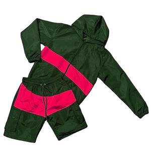 Ensemble coupe-vent et veste à capuche pour jeunes survêtement en nylon zippé deux pièces léger et respirant vêtements de sport - Product Image 5