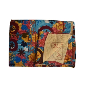 Suzanne ผ้าห่มปักลายแบบสองไซส์ของอินเดีย,ผ้าห่ม Kantha แบบวินเทจส่าหรีผ้าคลุมโซฟาพรมชายหาดผ้าห่มและผ้าคลุม - Product Image 3