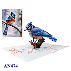 Tarjeta Pop-Up de Invierno con Diseño de Azulejos Azules, Personalizada, Hecha a Mano, Papel de Arte, Impresión Offset Navideña, Estilo Romántico, Superventas - Product Image 5