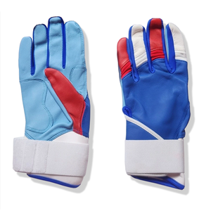 Custom Long Cuff Baseball Batting <b>Gloves</b> <b>Red</b> White Blue Goatskin Leather Professional Wrist Support Adult Youth Softball Batting - Product Image 1