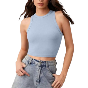 Knitted Mesh Tank <b>Top</b> Women's Cotton Soft Breathable Eco-Friendly Summer Feathers Streetwear OEM Bulk Wholesale Fashion Apparel - Product Image 6