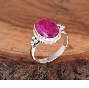 Ruby <b>Ring</b> Sterling Silver Filigree <b>Statement</b> <b>Ring</b> Beaded <b>Ring</b> Gift for Her - Product Image 1