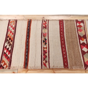 2.7x9.2 ft <b>Rug</b>, <b>Runner</b> Turkish <b>Rug</b>, Brown Kilim Bordered <b>Rug</b> - Product Image 3