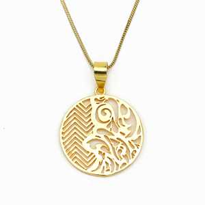New Arrival Gold Pendant Necklace Boho Brass Jewelry Women 18k Gold Plated Geometric Round Cutout Pendant For Wholesale/OEM/ODM - Product Image 1
