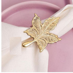 Gens attrayants feuille conception rond de serviette rond de serviette en métal porte-serviettes en tissu sur le thème de noël pour les Offre Spéciale - Product Image 1