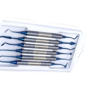 Kit de 6 instruments à double extrémité pour obturation de composites dentaires, avec revêtement en titane bleu réparateur, vente en gros - Product Image 3