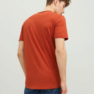 T-shirts en coton Supima solides à demi-manches pour hommes Orange Crew Neck Have Fabric Jersey Men's Premium Base T Shirt - Product Image 3