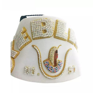 DOI PHA Fez <b>Hat</b> <b>White</b> with Hand Embroidery Gold Bullion Freemasons Masonic <b>Hat</b> High Quality Custom Best Sale Hot Selling Fezz - Product Image 5
