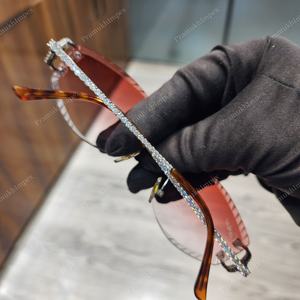 Qualité supérieure Artisanat Orange Shades VVS Clouté Diamant Coupe Femmes Lunettes De Soleil Bold Trendy Designer GRA Verres Certifiés - Product Image 5