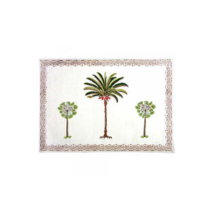 เสื่อปูโต๊ะบล็อกมือพิมพ์ลายแฮนด์เมดสวยงามผ้าใบผ้าฝ้ายช่างเย็บผ้าปูโต๊ะชุด 2 ชิ้น - Product Image 3