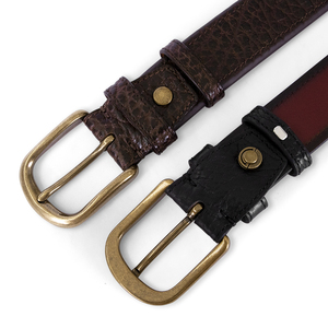 Cinturón Casual de Cuero de Bisonte de Doble Cara Grueso con Textura para Hombre, Cinturón Formal de Cuero Genuino Ecológico y Duradero - Product Image 6