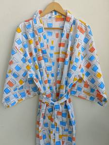 Peignoir Kimono 100% coton de luxe fait à la main du fabricant indien direct peignoir excellente qualité volants respirants au sol - Product Image 5