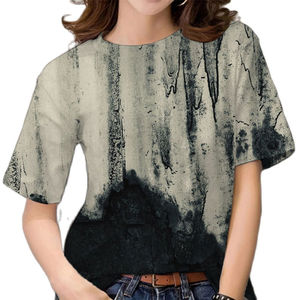Venta al por mayor de moda de verano señoras camisetas de impresión 3D Top con decoración de diamantes de las mujeres sueltas de verano camiseta para las mujeres - Product Image 2