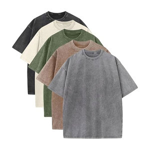 Camisetas Unisex Algodón Cuello redondo Camisetas a granel Manga corta Peso pesado Vintage Camisetas Colores mezclados Tops básicos - Product Image 1